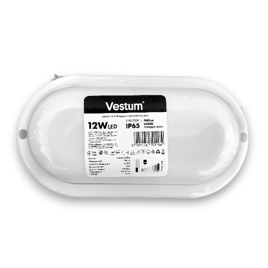 Світлодіодний світильник ЖКГ LED S 12W овал 6500K 220V Vestum 1-VS-7207